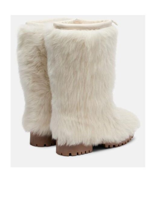 Yves Salomon White Shearling Mid-Calf Boots