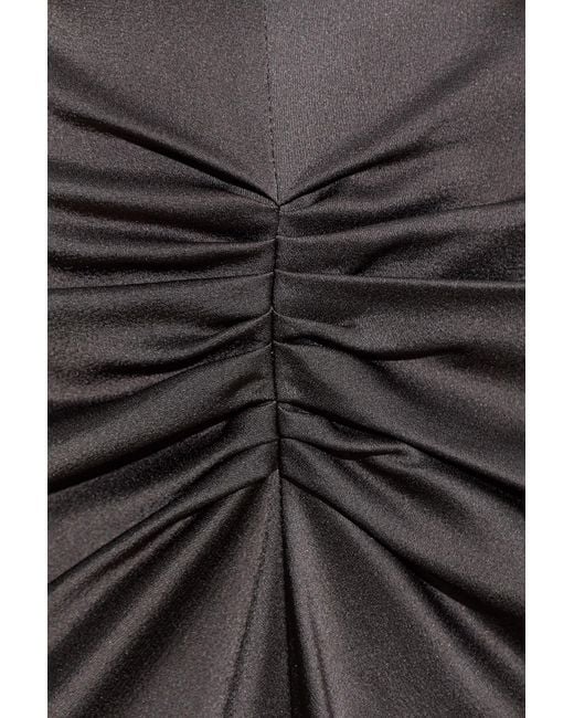 Victoria Beckham Brown Gathered Crepe Midi Skirt