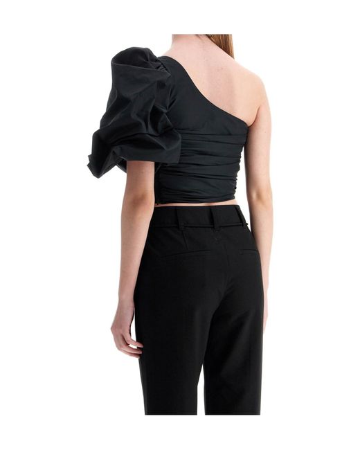 Pinko Black Asymmetrical One-Shoulder Top