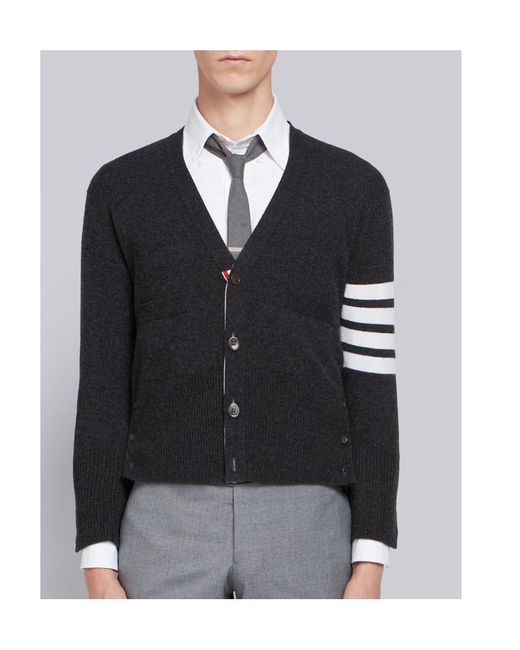 Thom Browne Black 4-Bar Short Cashmere Cardigan for men