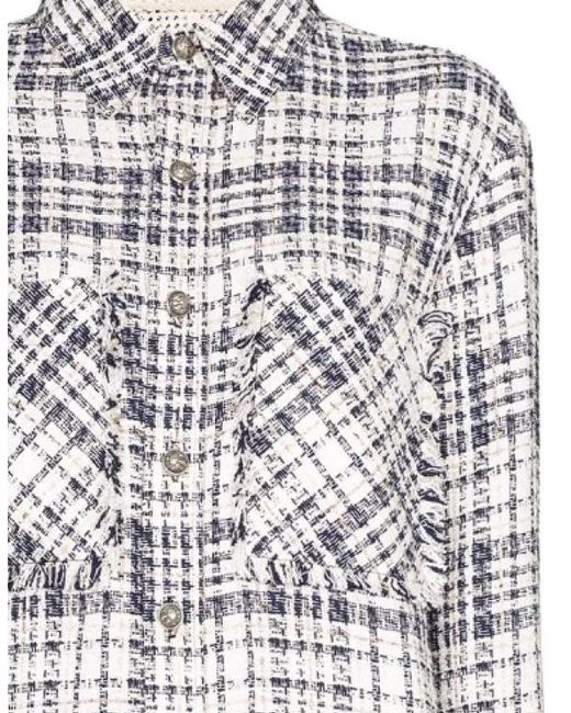 Faith Connexion White Shirt With Frayed Edges And Checked Outside