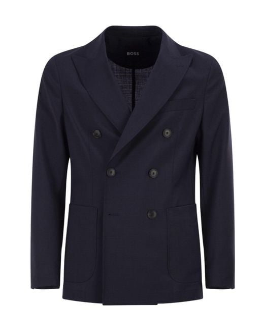 Boss Blue Boss Double-Breasted Long-Sleeved Jacket for men