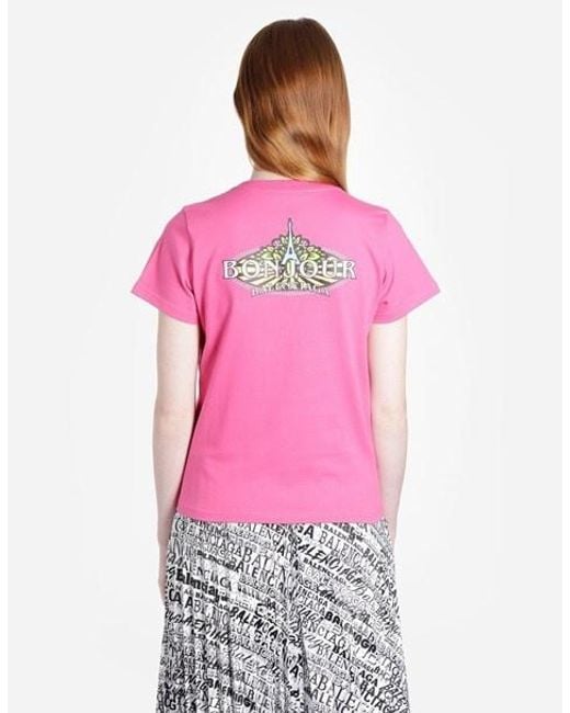 Balenciaga Pink Bonjour Logo T-Shirt