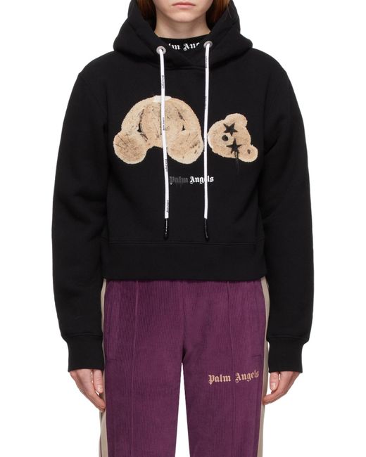 Palm Angels Black Sprayed Bear Logo Hoodie
