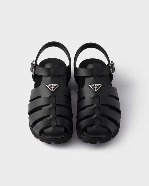 Prada Black Rubber Cage Sandal for men