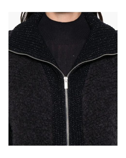 Peserico Black Zip-Front Pocket Cardigan
