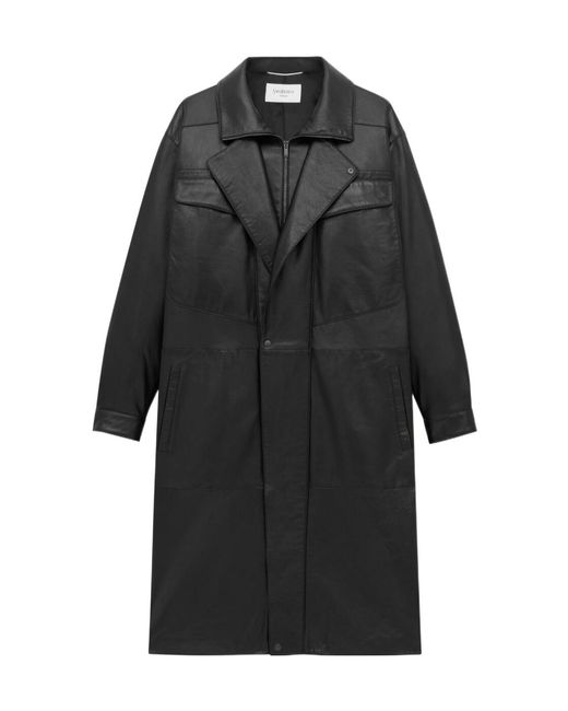 Saint Laurent Black Zip-Up Long Coat for men