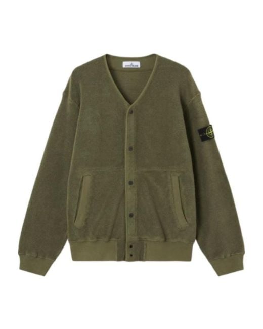 Stone Island Green Patch Pocket Cardigan for men