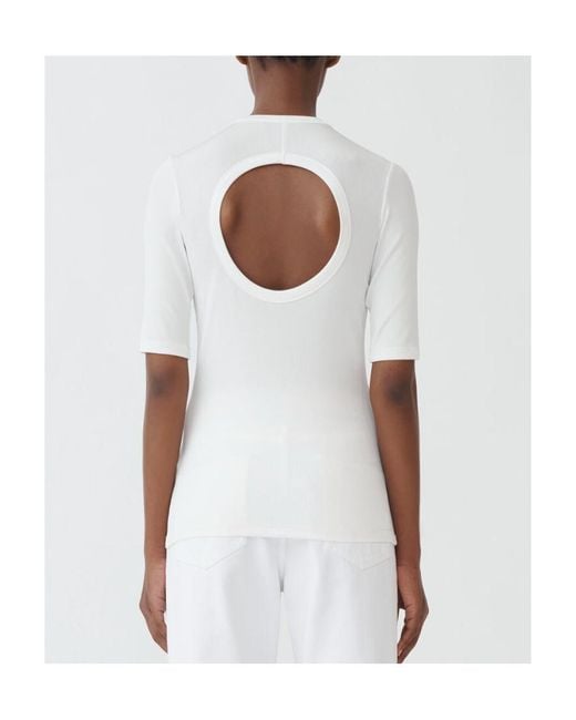 Fabiana Filippi White Cut-Out Crewneck Ribbed Top
