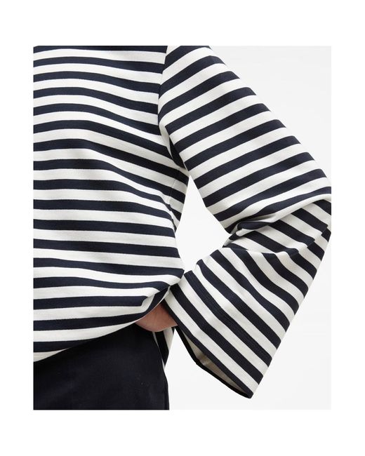 Barbour Black Striped Crew Neck Sweatshirt