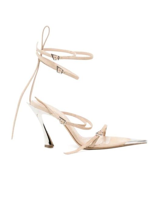 Mugler White 95Mm Leather Strappy Fang Sandals