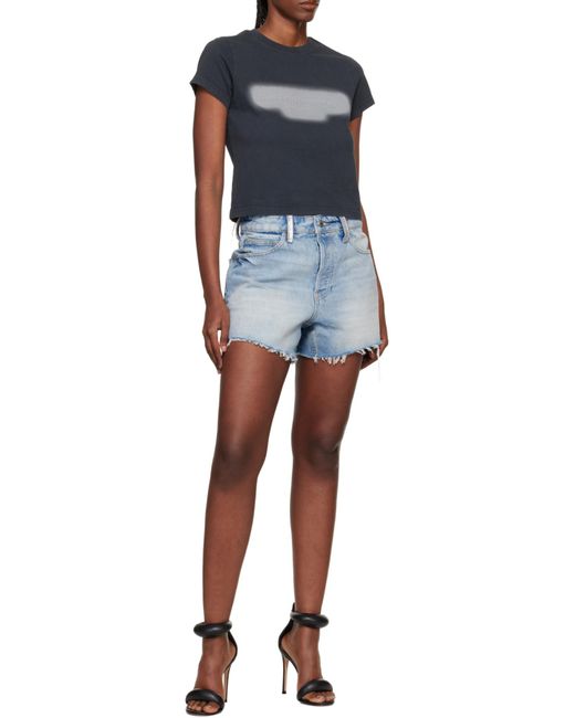 Alexander Wang Blue Embellished Belt-Loop Denim Shorts