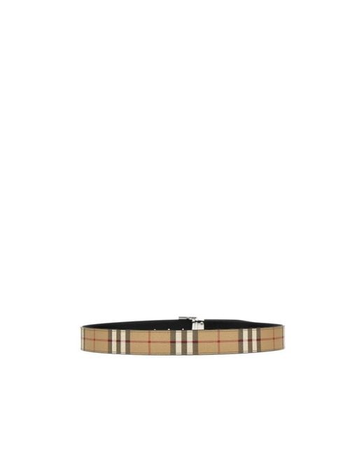 Burberry White Checked Tb Buckle Belt for men