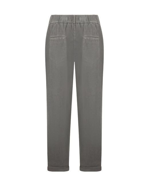 Peserico Gray High-Waist Cropped Pants
