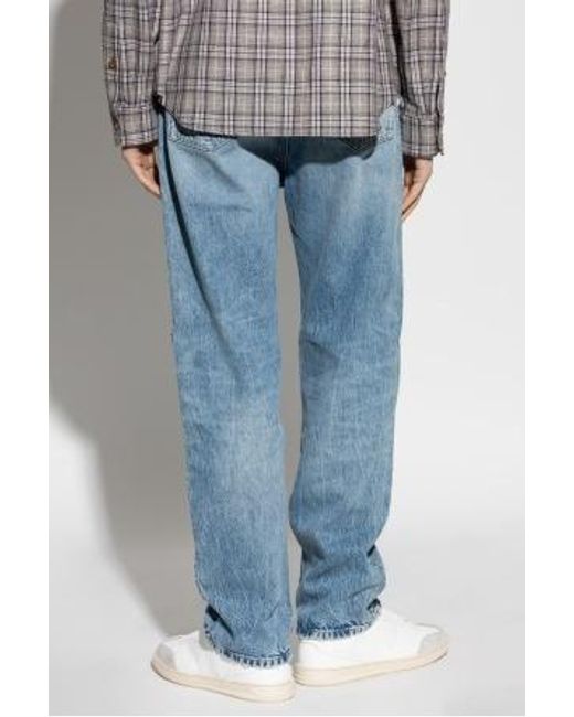 Versace Blue Logo-Patch Studded Jeans for men