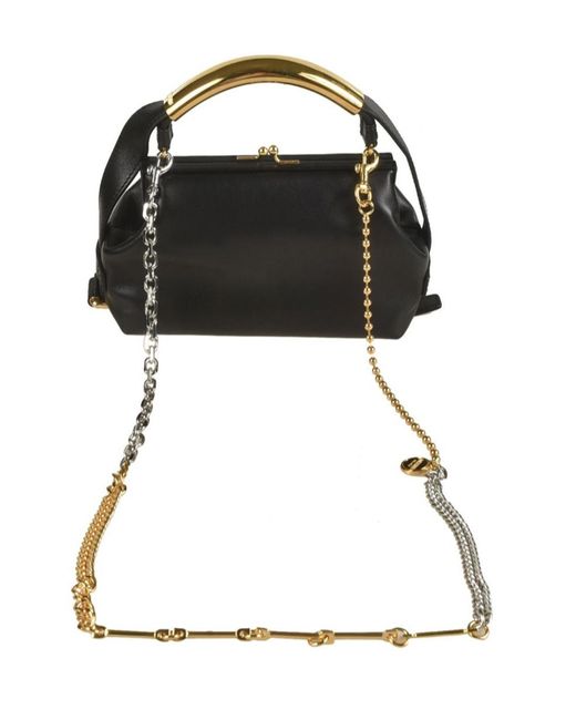 Moschino Black Kiss-Lock Tote Bag