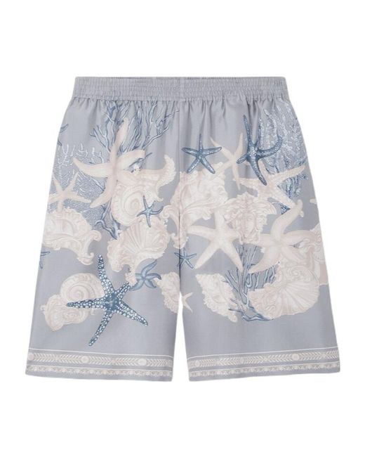 Versace Gray Barocco Sea Printed Elasticated Waistband Shorts for men
