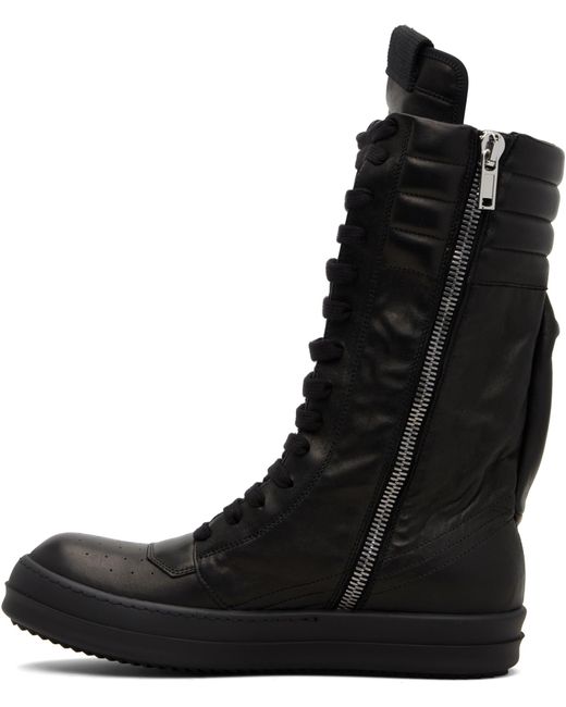 Rick Owens Black Lace-Up High-Top Casual Shoes for men