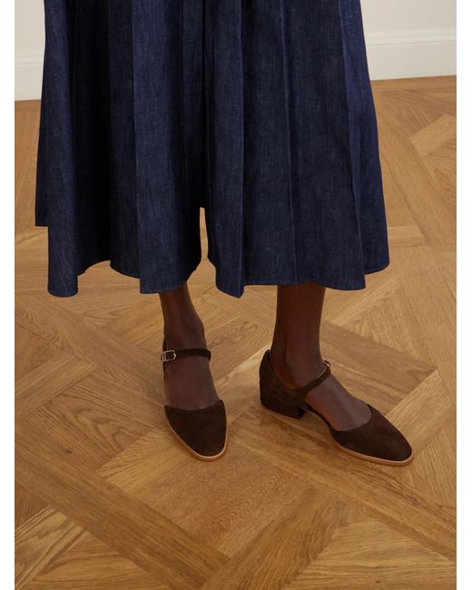 Gabriela Hearst Brown Riley Croc-Effect Leather Mary Jane Flats