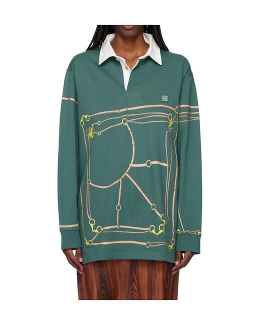 Conner Ives Green Printed Rugby Polo Shirt