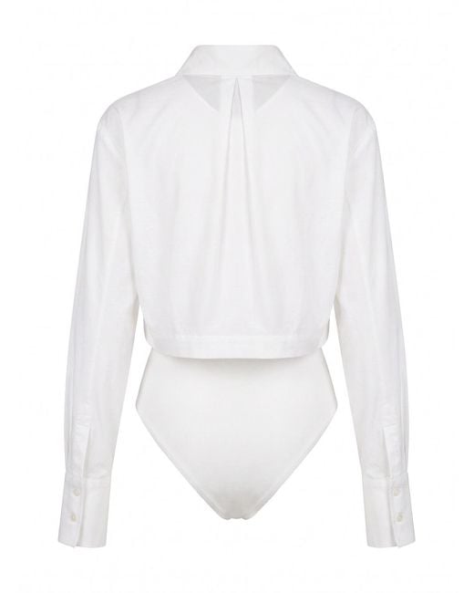 Patrizia Pepe White Poplin Bodysuit Shirt