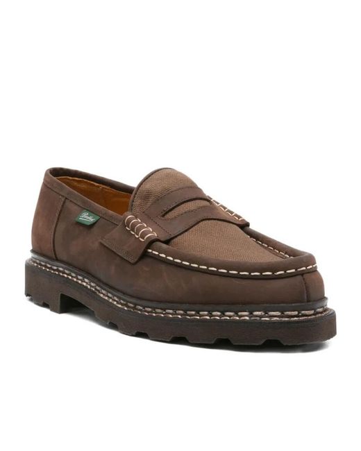 Paraboot Brown Leather Penny Loafers for men