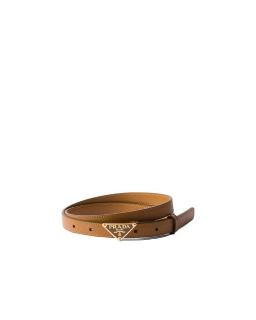 Prada Brown Triangle Logo Buckle Belt