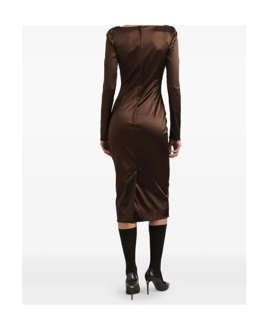 Dolce & Gabbana Brown Dolce&Gabbana Stretch Satin Dress