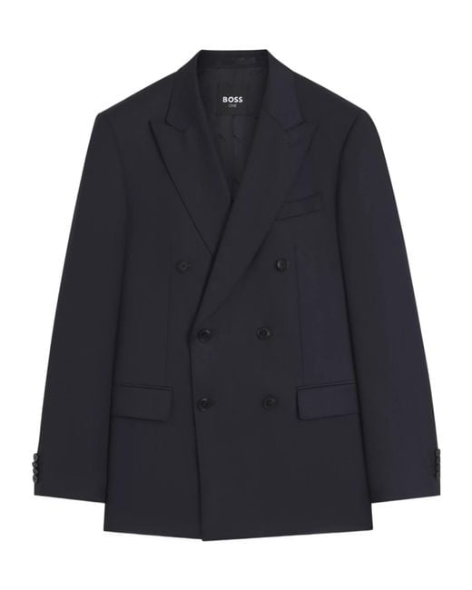 Boss Blue Double-Breasted Blazer for men
