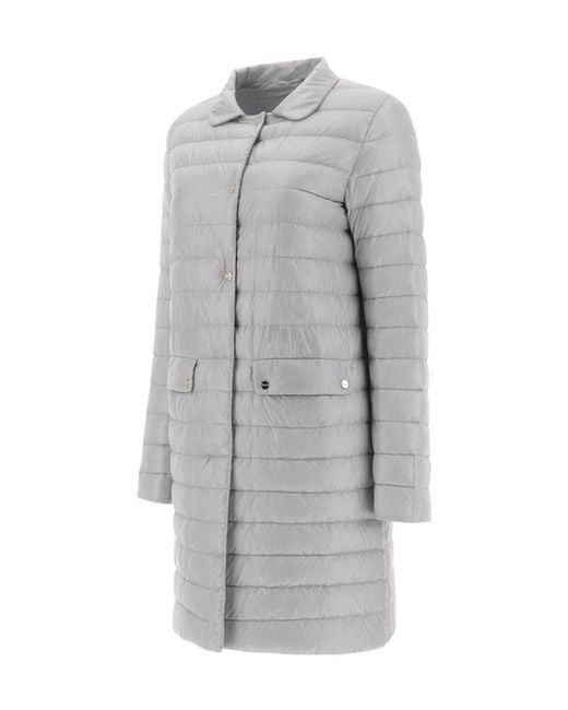 Herno Gray Padded Button-Up Coat