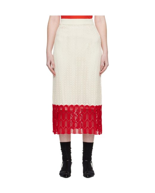 Jil Sander Red Elastic-Waistband Midi Skirt