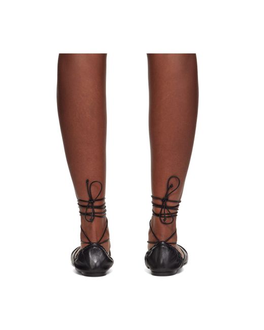 Lanvin Brown Mesure Lace-Up Leather Ballet Flats
