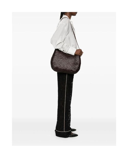 Dragon Diffusion Black Woven Design Shoulder Bag