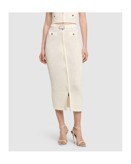 Alessandra Rich Natural Belt-Loop Skirt