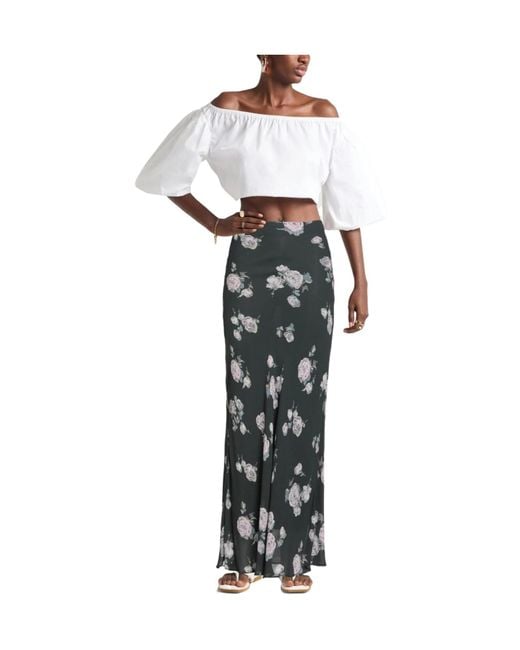 Ganni Black Flower Printed Waist-Cinching Dress