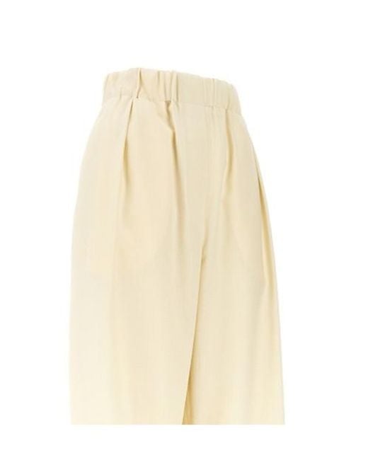 Jil Sander Natural Elasticated Waistband Wide Leg Trousers
