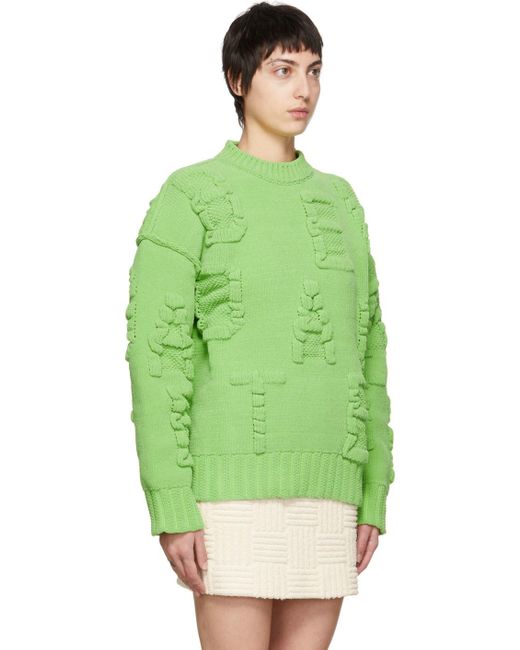 Bottega Veneta Green Alphabet Motif Ribbed-Knit Jumper