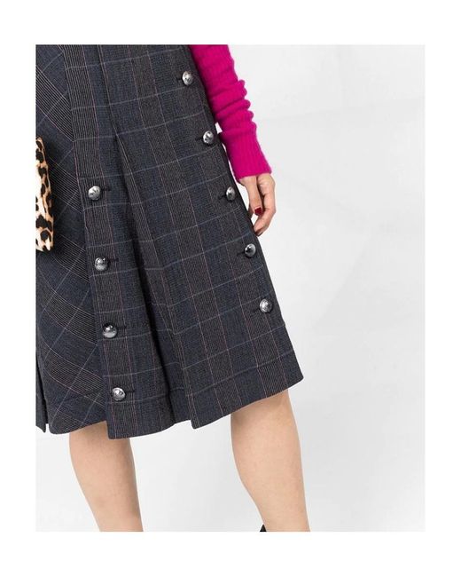 Chloé Gray Checked Pleated Skirt