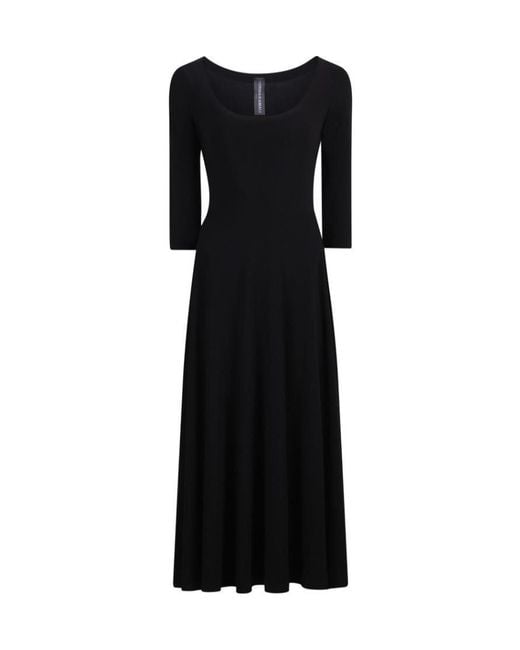 Norma Kamali Black Scoop-Neck Midi Dress