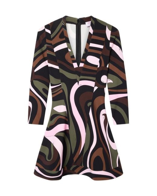 Emilio Pucci Black Marmo Print Compact Jersey Dress