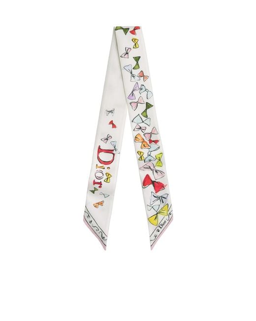 Dior White Iviera Bows Mitzah Scarf