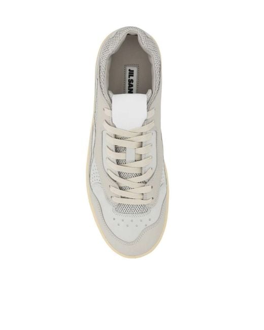 Jil Sander White Panelled Low-Top Sneakers