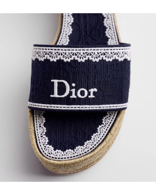 Dior Blue Dentelle Wedge Sandal