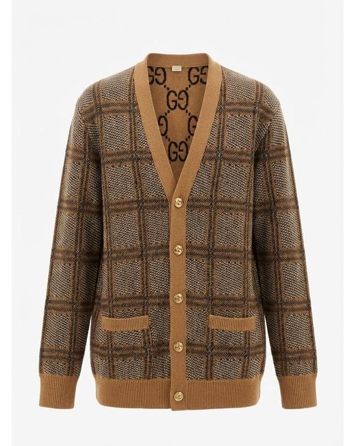 Gucci Brown Reversible Button-Up Cardigan
