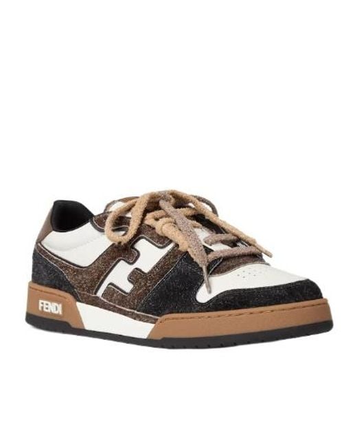Fendi Brown Ff Logo Printed Low-Top Sneakers for men