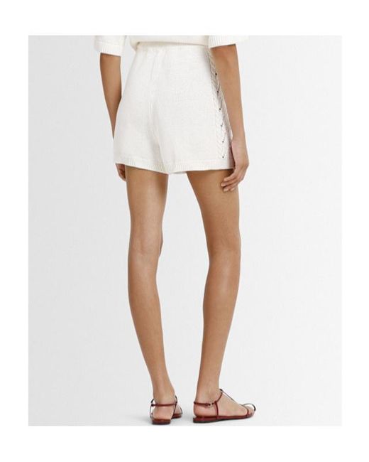 Loulou de Saison White Andel Embroidered Knit Shorts