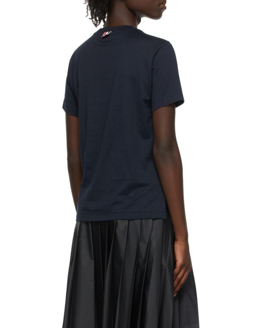 Thom Browne Blue Logo Patch Crewneck T-Shirt