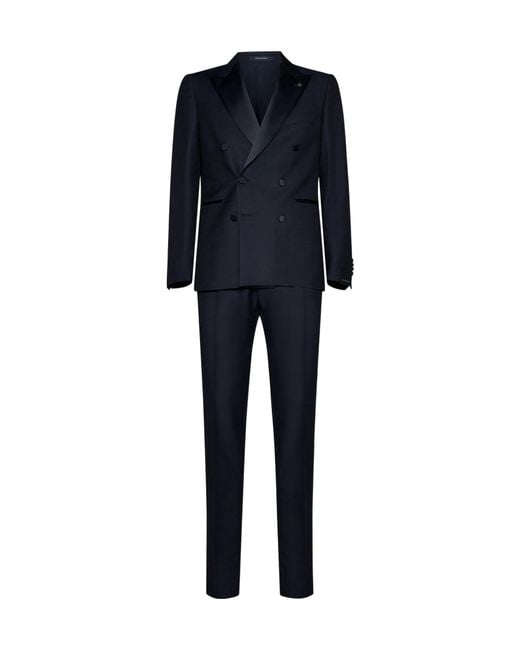 Tagliatore Blue Jacquard Double-Breasted Suit Set