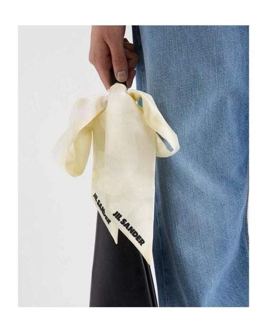Jil Sander White Printed Silk Foulard