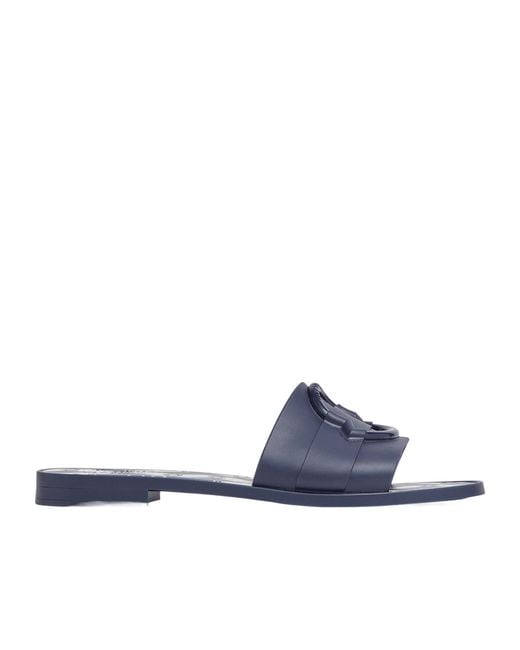 Moncler Blue Patterned Slip-On Slides